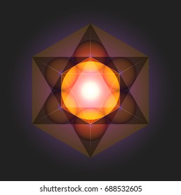 Mandala based on Metatron's cube - sacred geometry figure. Vector illustration.