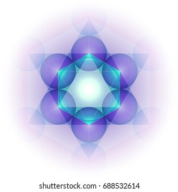 Mandala based on Metatron's cube - sacred geometry figure. Vector illustration.