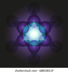 Mandala based on Metatron's cube - sacred geometry figure. Vector illustration.