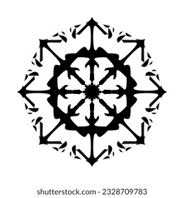 Mandala Batik circular pattern ornament in black flat vector illustration. Decorative ornament element in ethnic oriental unique creative trendy style. Editable graphic resources for many purposes.