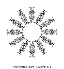 Mandala batik pattern with flower for Henna, Mehndi, tattoo, decoration, print, wrapping, wall, carpet. Decorative ornament in ethnic oriental style vector illustration. Black and White background.