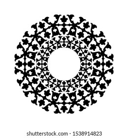 Mandala batik pattern with flower for Henna, Mehndi, tattoo, decoration, print, wrapping, wall, carpet. Decorative ornament in ethnic oriental style vector illustration. Black and White background.