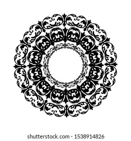 Mandala batik pattern with flower for Henna, Mehndi, tattoo, decoration, print, wrapping, wall, carpet. Decorative ornament in ethnic oriental style vector illustration. Black and White background.