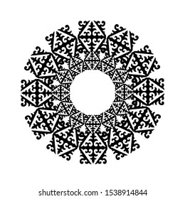 Mandala batik pattern with flower for Henna, Mehndi, tattoo, decoration, print, wrapping, wall, carpet. Decorative ornament in ethnic oriental style vector illustration. Black and White background.