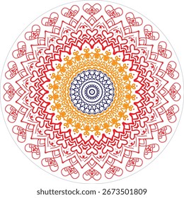 A mandala is a beautiful circular design made with repeating patterns, lines, and shapes. It often shows balance, unity, and harmony. Mandalas are used in art, meditation, and spiritual practices