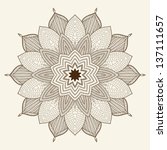 Mandala. Beautiful hand drawn flower. Ethnic lace round ornamental pattern. Can be used to fabric design, decorative paper, web design, embroidery, tattoo, etc.