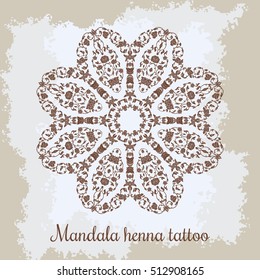 Mandala. Beautiful hand-drawn floral round ornament. Ethnic lace vintage ornamental pattern. Can be used to fabric design, decorative paper, web , embroidery, tattoo, etc
