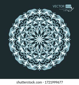 Mandala. Beautiful round pattern on a dark background. Oriental ornament. Arabesque. Vector illustration.