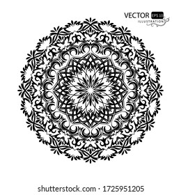 Mandala. Beautiful round pattern on white background. Oriental ornament. Arabesque. Vector illustration.