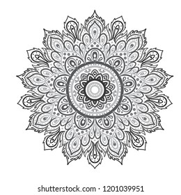 Mandala. Beautiful vintage round pattern. Hand drawn abstract background. Decorative retro banner isolated. Invitation, t-shirt print, wedding card.Tattoo, astrology, alchemy, boho and magic symbol.