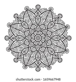 Mandala. Wunderschönes Rundmuster aus dem Jahrgang. Handgezeichnet abstrakter Hintergrund. Vektorillustration.