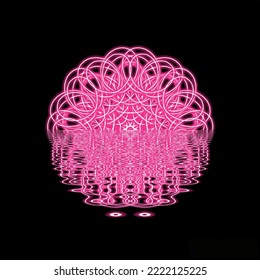 Mandala. Beautiful vintage round pattern. Vector illustration. Psychedelic neon composition. Indian, Buddhism, Spiritual Tattoo, yoga, spirituality. Sticker, patch, poster graphic design.
