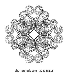 Mandala. Beautiful vintage round pattern. Hand drawn abstract background. Decorative retro banner isolated. Invitation, t-shirt print, wedding card, scrapbooking. Tattoo element. 