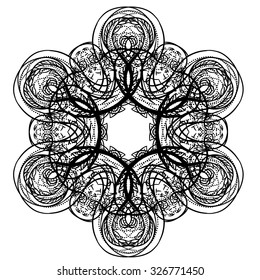 Mandala. Beautiful vintage round pattern. Hand drawn abstract background. Decorative retro banner isolated. Invitation, t-shirt print, wedding card, scrapbooking. Tattoo element. 