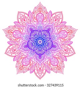 Mandala. Beautiful vintage round pattern. Hand drawn abstract background. Decorative retro banner isolated. Invitation, t-shirt print, wedding card, scrapbooking. Tattoo element. 