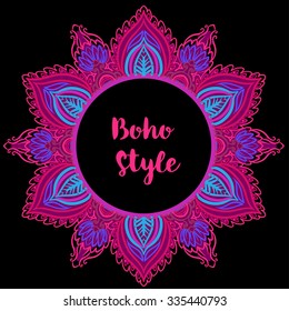 Mandala. Beautiful vintage round pattern. Hand drawn abstract background. Decorative retro banner isolated. Invitation, t-shirt print, wedding card, scrapbooking. Tattoo element. 