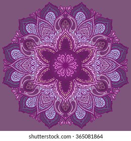 Mandala. Beautiful vintage round pattern. Hand drawn abstract background. Decorative retro banner isolated. Invitation, t-shirt print, wedding card, scrapbooking. Tattoo element. 