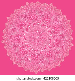 Mandala. Beautiful vintage round pattern. Hand drawn abstract background. Decorative retro banner isolated. Good for Invitation, t-shirt print, wedding card, scrapbooking. Tattoo element.
