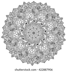 Mandala. Beautiful vintage round pattern. Hand drawn abstract background.