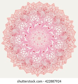 Mandala. Beautiful vintage round pattern. Hand drawn abstract background.