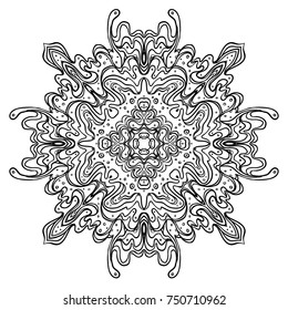 Mandala. Beautiful vintage round pattern. Hand drawn abstract background. Decorative retro banner isolated. Invitation, t-shirt print, wedding card, scrapbooking. Tattoo element. 