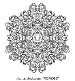 Mandala. Beautiful vintage round pattern. Hand drawn abstract background. Decorative retro banner isolated. Invitation, t-shirt print, wedding card, scrapbooking. Tattoo element. 