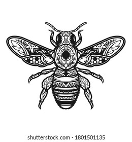 mandala bee vector illustration creative concept