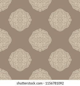 Mandala beige pattern. Asian seamless pattern. Vector illustration.