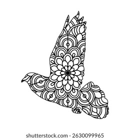 Mandala Bird Illustration Adult Coloring Page Design