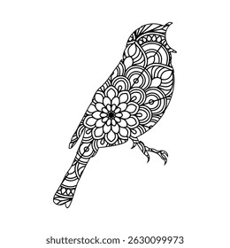 Mandala Bird Illustration Adult Coloring Page Design
