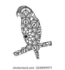 Mandala Bird Illustration Adult Coloring Page Design