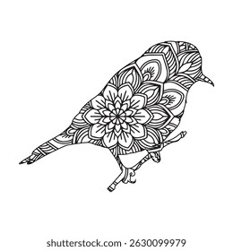 Mandala Bird Illustration Adult Coloring Page Design