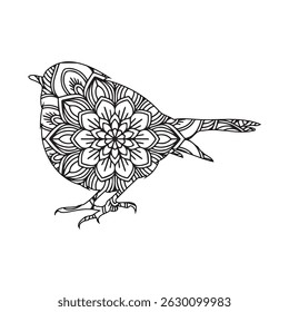 Mandala Bird Illustration Adult Coloring Page Design