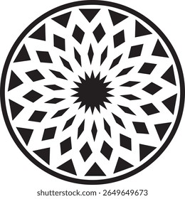 mandala a black circular vector illustration with concentric rings containing geometric