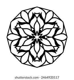 Mandala in black color. Vintage decorative elements. Oriental pattern. Islam, Arabic, Indian, Moroccan, Spanish, Turkish, Pakistani, Chinese, mystical, pufic motifs. Vector illustration