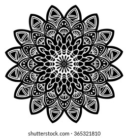 Mandala black. Decorative elements. Perfect cards for design, birthday and other holiday, kaleidoscope, medallion, yoga, india, arabic, islam motifs.
