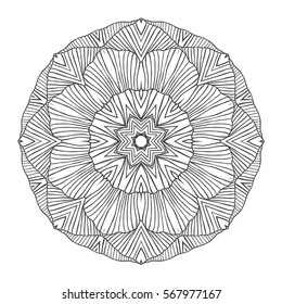 Mandala black on white. Abstract vector pattern