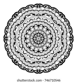 Mandala black on white. Abstract flat pattern