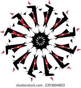 Mandala black and red round