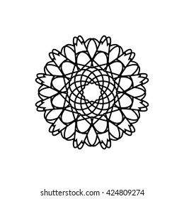 Mandala. Black round ornament. Vintage decorative elements. Vector