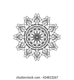 Mandala. Black round ornament. Vintage decorative elements. Vector