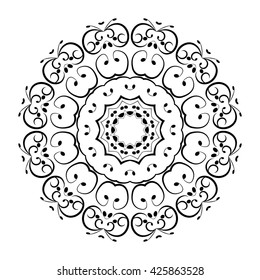 Mandala. Black round ornament. Vintage decorative elements. Vector