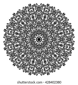 Mandala. Black round ornament. Vintage decorative elements. Vector