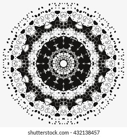 Mandala black. White background. Interesting curves, a beautiful dream catcher. Magic picture, magic symbol.