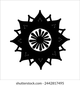 mandala black and white background logo atau icon vector illustration.