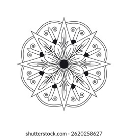 Mandala Black and White Boho Modern Art for Coloring Pages