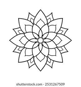 Mandala preto e branco círculo contorno - Mandala colorir páginas para adultos e crianças - Mandalas simples arte vetor