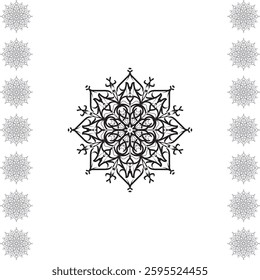 Mandala Black and White Circle Outline - Mandala design