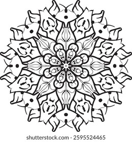Mandala Black and White Circle Outline - Mandala design