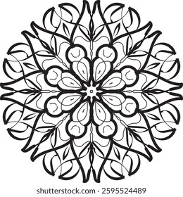 Mandala Black and White Circle Outline - Mandala design